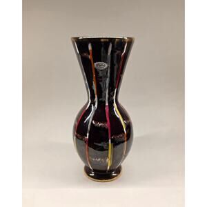Jasba Keramik West Germany Brown Drip Glaze Ceramic Vase Multicolor 11”